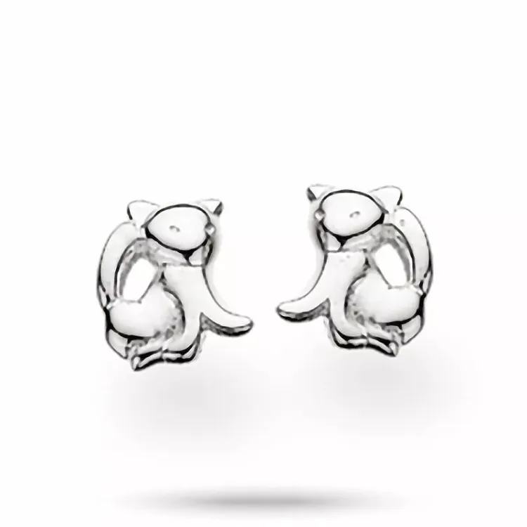 Scrouples kat oorbellen in zilver
