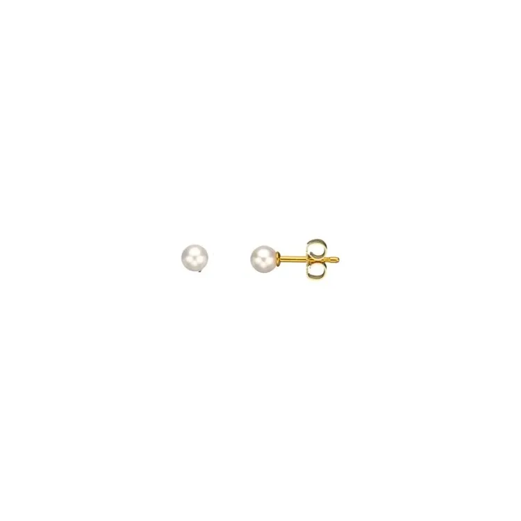 4 mm Scrouples rond witte parel oorbellen in 8 karaat goud
