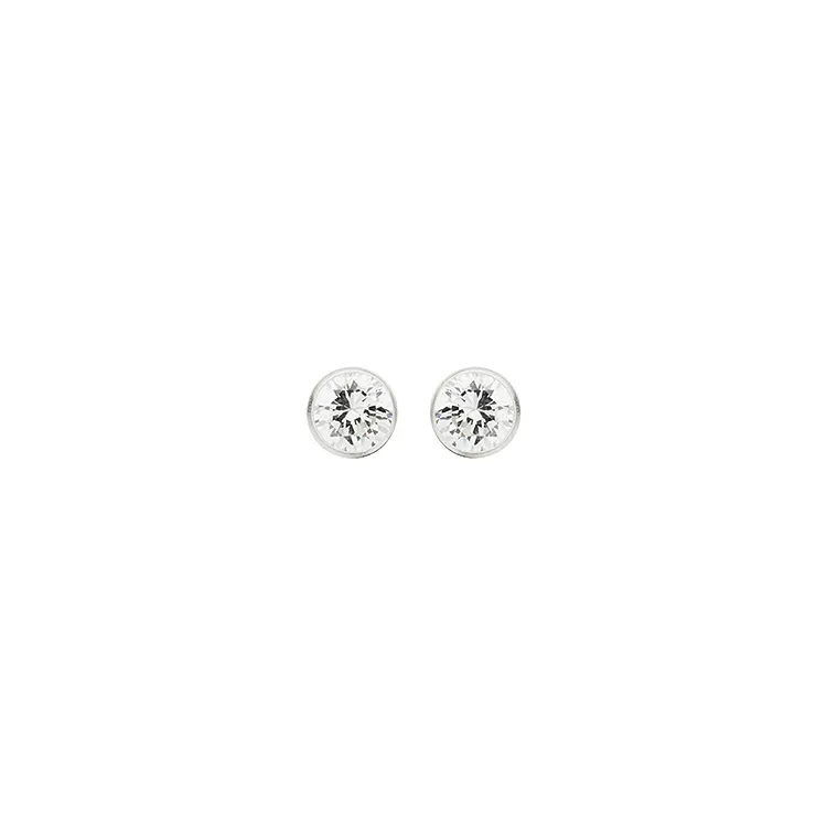 5 mm Scrouples rond oorbellen in zilver witte zirkonen