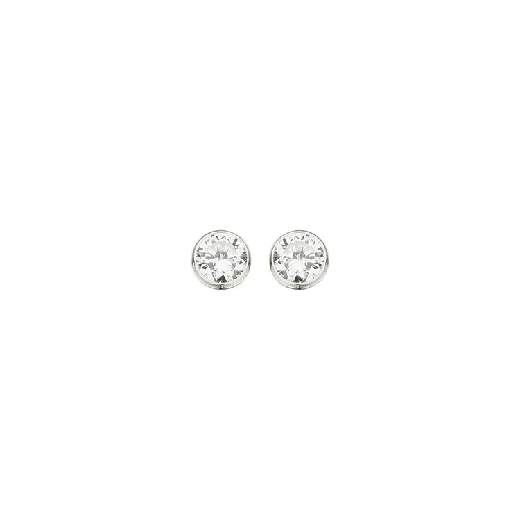 4 mm Scrouples rond oorbellen in zilver witte zirkonen
