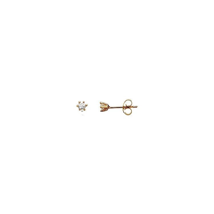 3 mm Scrouples oorbellen in verguld sterlingzilver witte zirkonen
