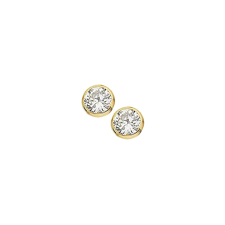 4 mm Scrouples rond oorbellen in verguld sterlingzilver witte zirkonen