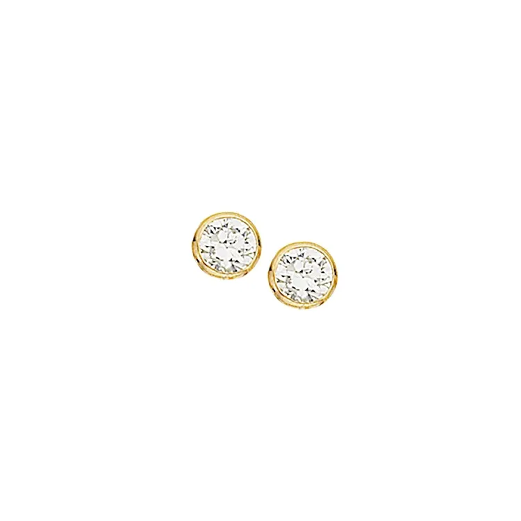 3 mm Scrouples oorbellen in verguld sterlingzilver witte zirkonen