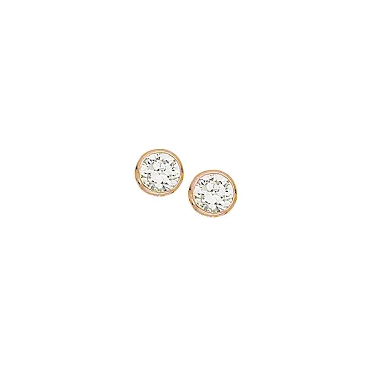 3 mm Scrouples oorbellen in zilver met een roze coating witte zirkonen