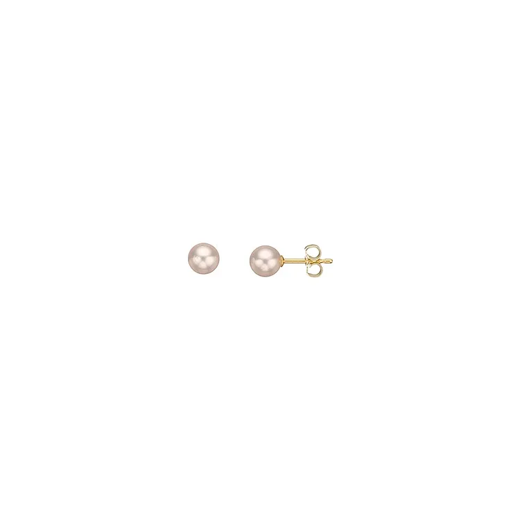 6 mm Scrouples rond witte parel oorbellen in 8 karaat goud