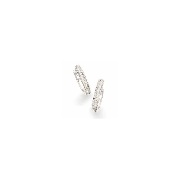 13 mm scrouples creool in gerodineerd zilver witte zirkonen