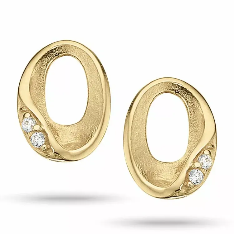 Scrouples oorbellen in verguld sterlingzilver witte zirkoon