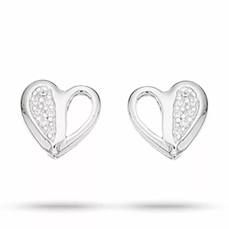 Scrouples hart oorbellen in zilver witte zirkoon