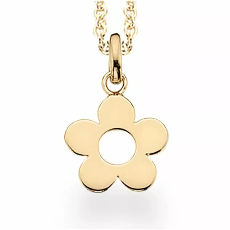 Scrouples bloem hanger met ketting in verguld sterlingzilver