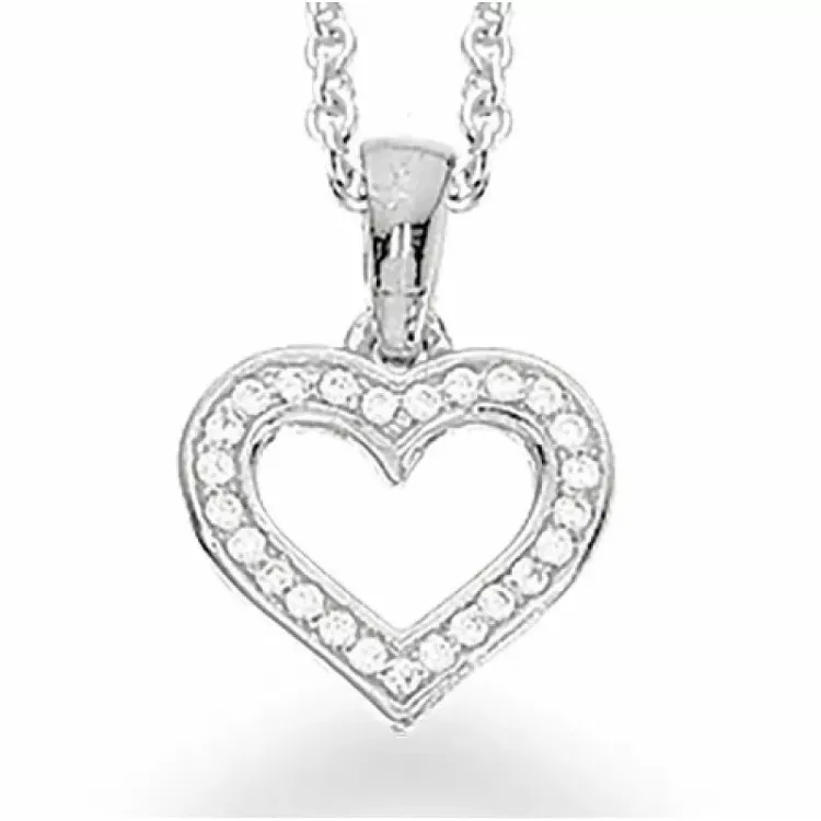 Scrouples hart hanger met ketting in zilver witte zirkoon