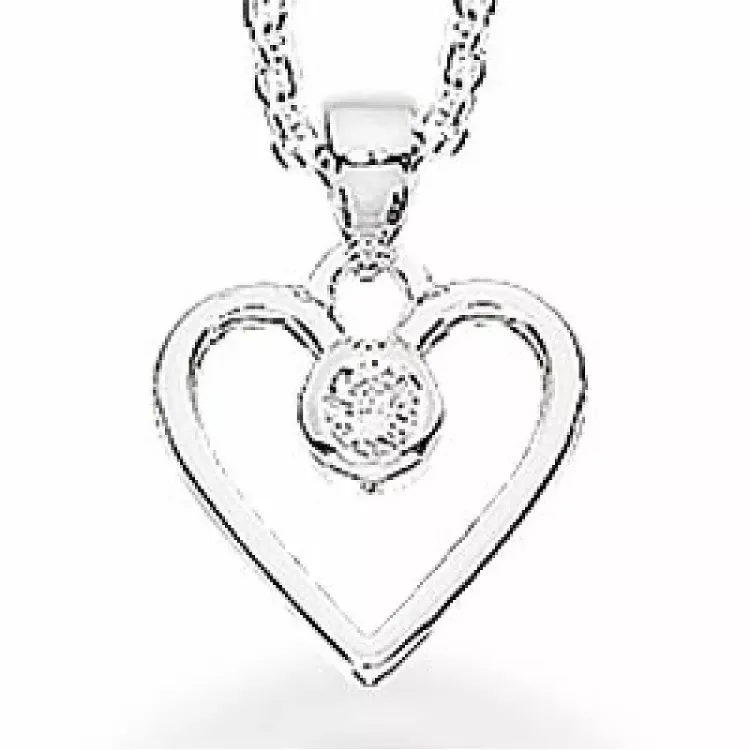 Elegant scrouples hart hanger met ketting in zilver witte zirkoon