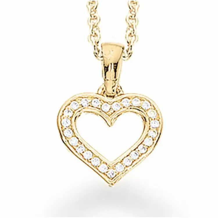 Scrouples hart hanger met ketting in verguld sterlingzilver witte zirkoon