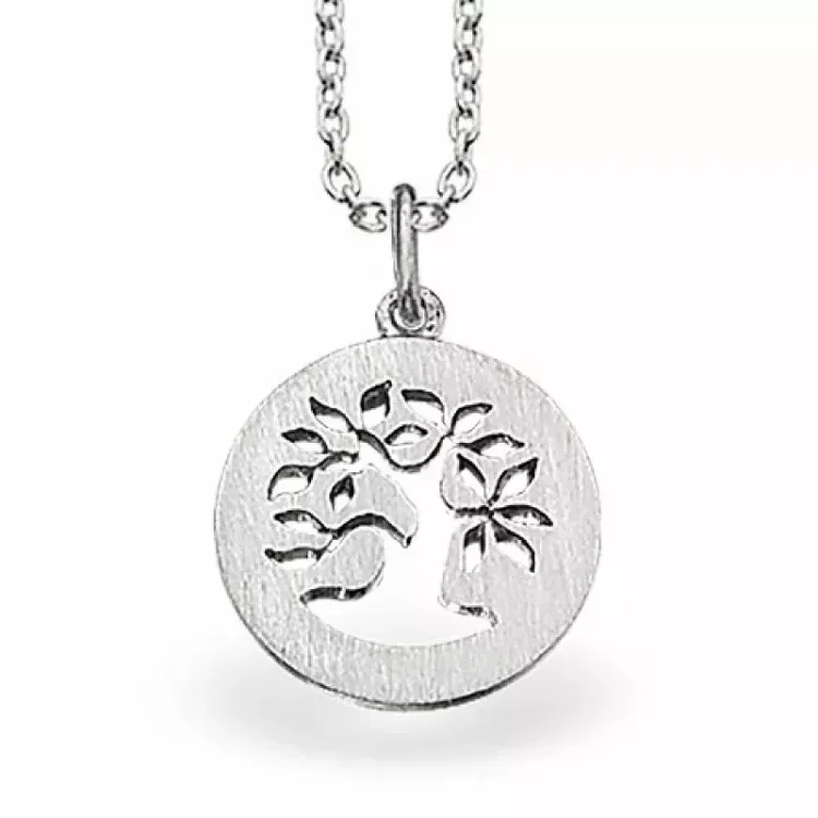 13,5 mm scrouples boom van het leven hanger met ketting in zilver