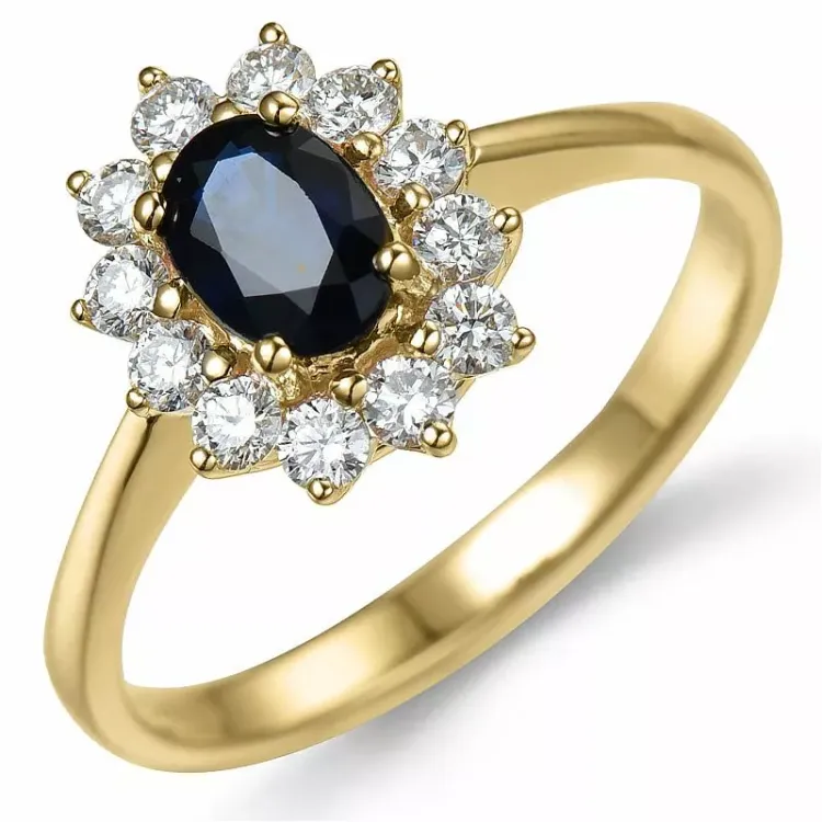 saffier rozetring in 14 karaat goud 0,55 ct 1,00 ct