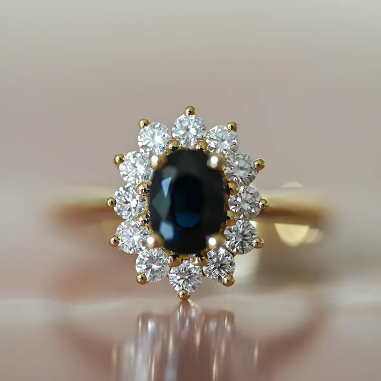 saffier rozetring in 14 karaat goud 0,55 ct 1,00 ct