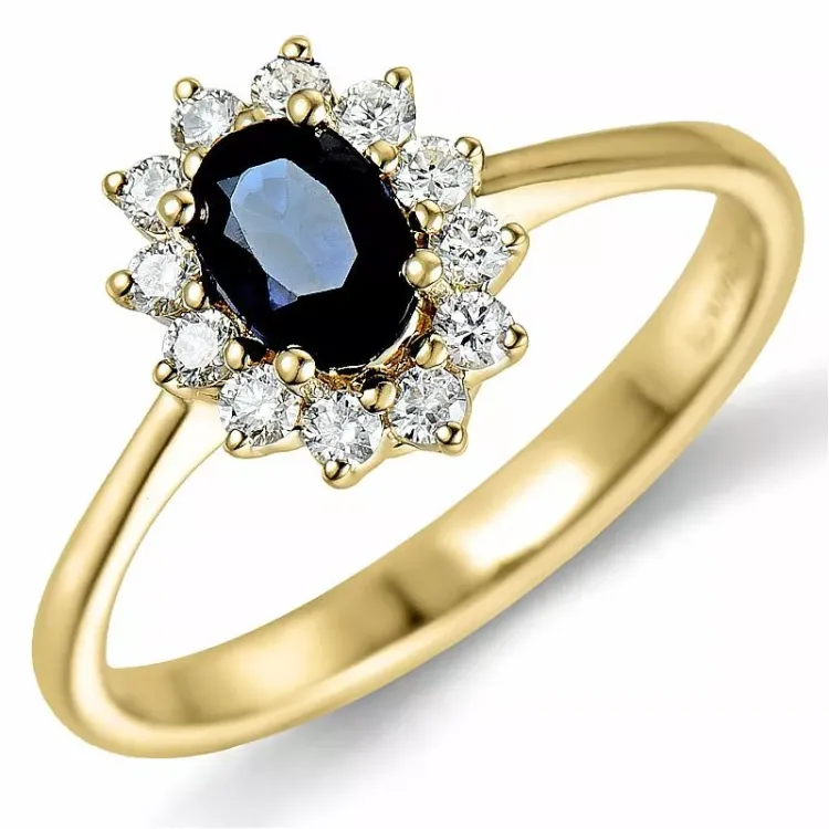 saffier rozetring in 14 karaat goud 0,26 ct 0,65 ct