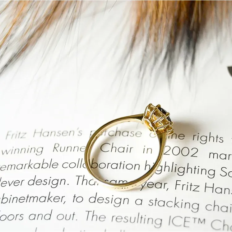 saffier rozetring in 14 karaat goud 0,26 ct 0,65 ct
