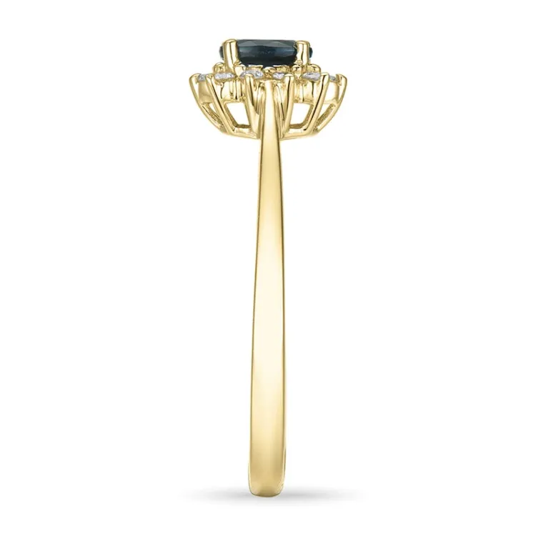 saffier rozetring in 14 karaat goud 0,11 ct 0,35 ct