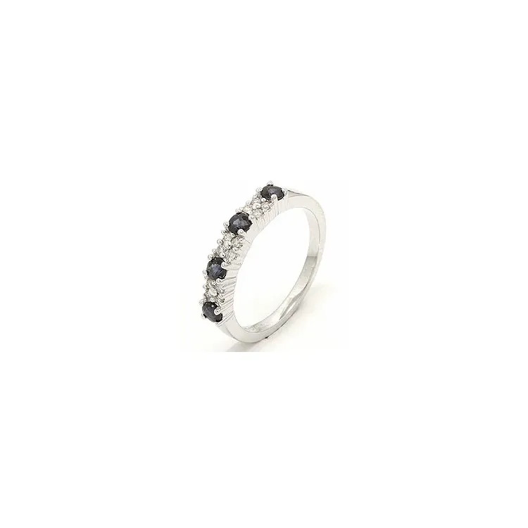 saffier diamant ring in 14 karaat witgoud 0,12 ct 