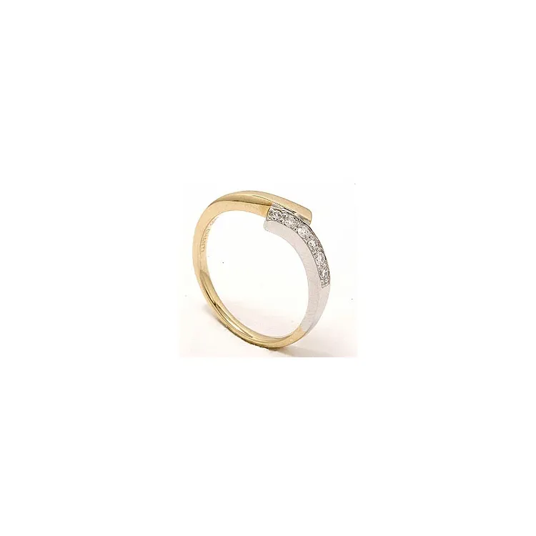 abstract diamant ring in 14 karaat goud-en witgoud 0,15 ct