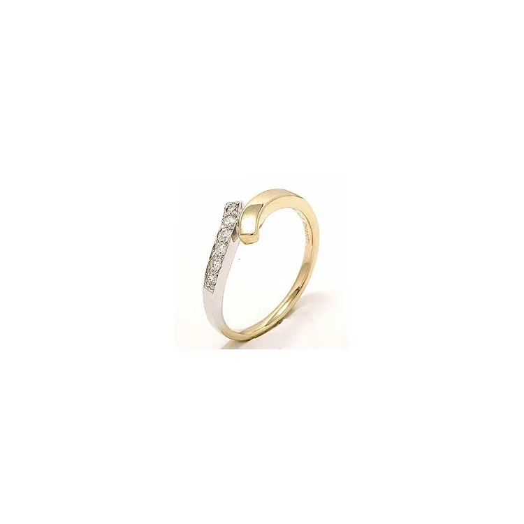 abstract diamant ring in 14 karaat goud-en witgoud 0,15 ct