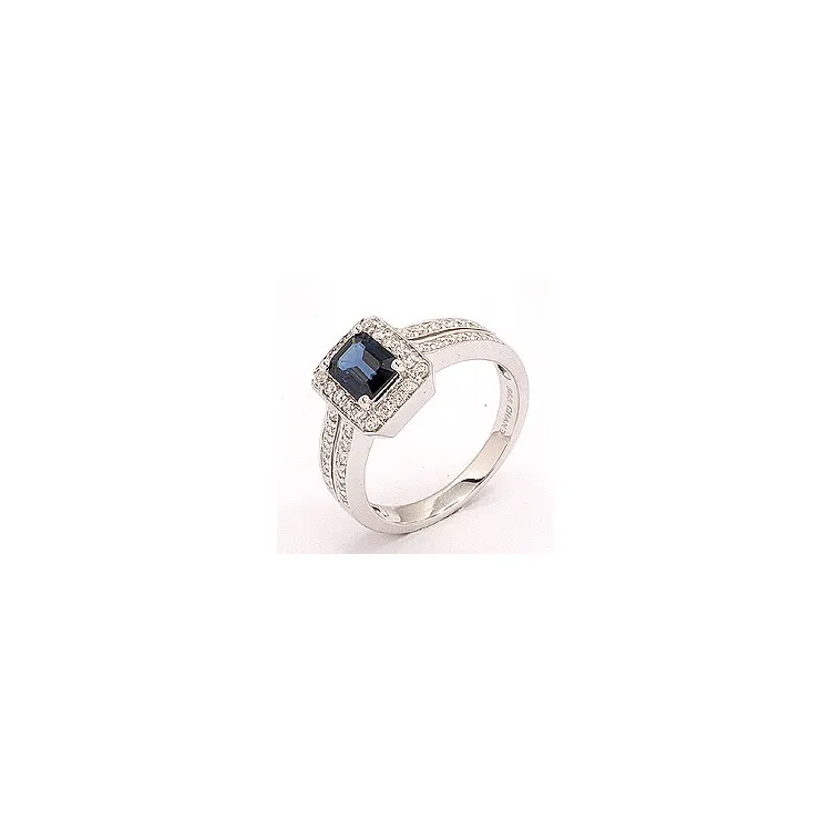 blauwe saffier ring in 14 karaat witgoud 0,43 ct 1,05 ct