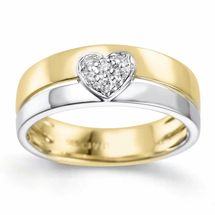 hart ring in 14 karaat goud-en witgoud 0,08 ct
