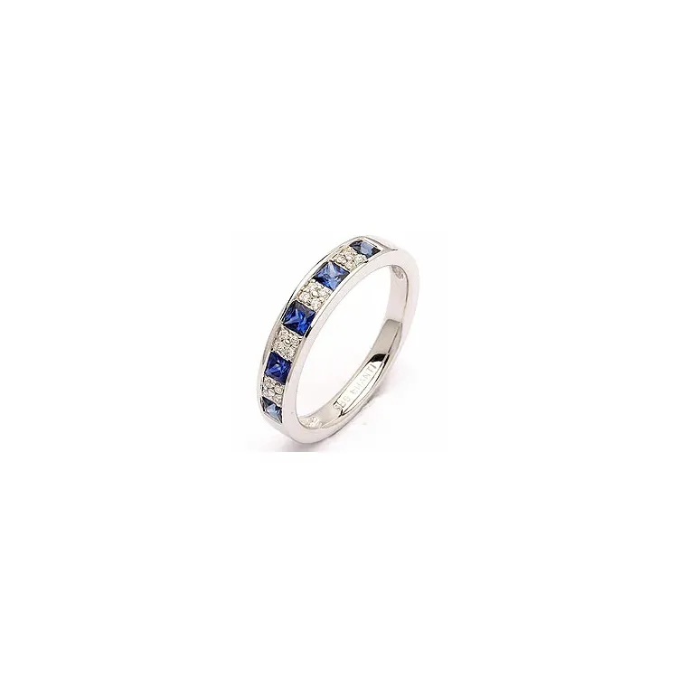 blauwe saffier diamant ring in 14 karaat witgoud 0,08 ct 0,66 ct