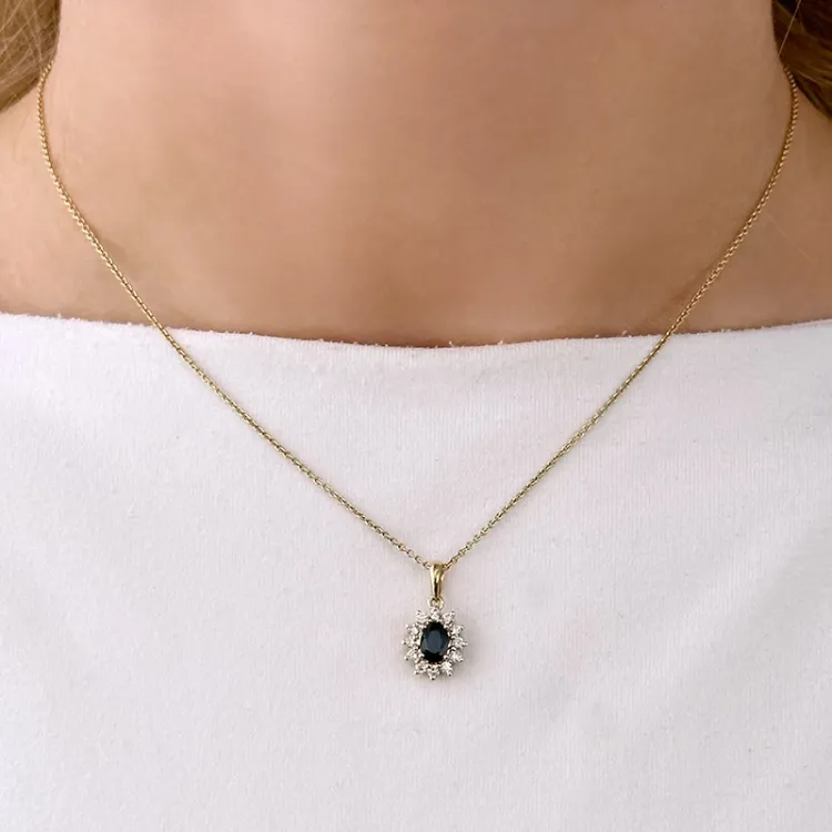 saffier rozethanger in 14 caraat goud 0,26 ct 0,65 ct