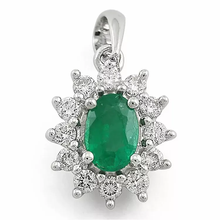 Rozethanger in 14 caraat witgoud 0,26 ct 0,46 ct