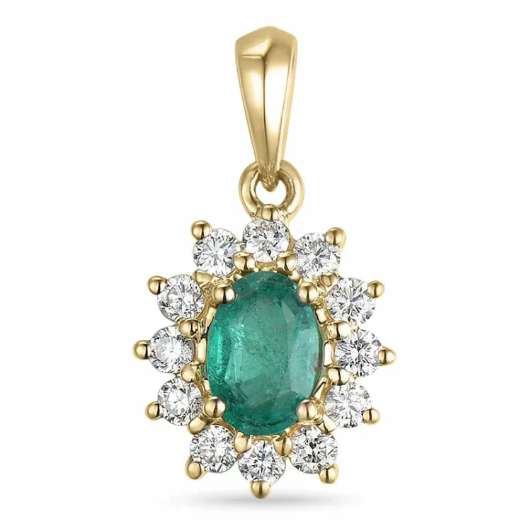 smaragd rozethanger in 14 caraat goud 0,26 ct 0,47 ct