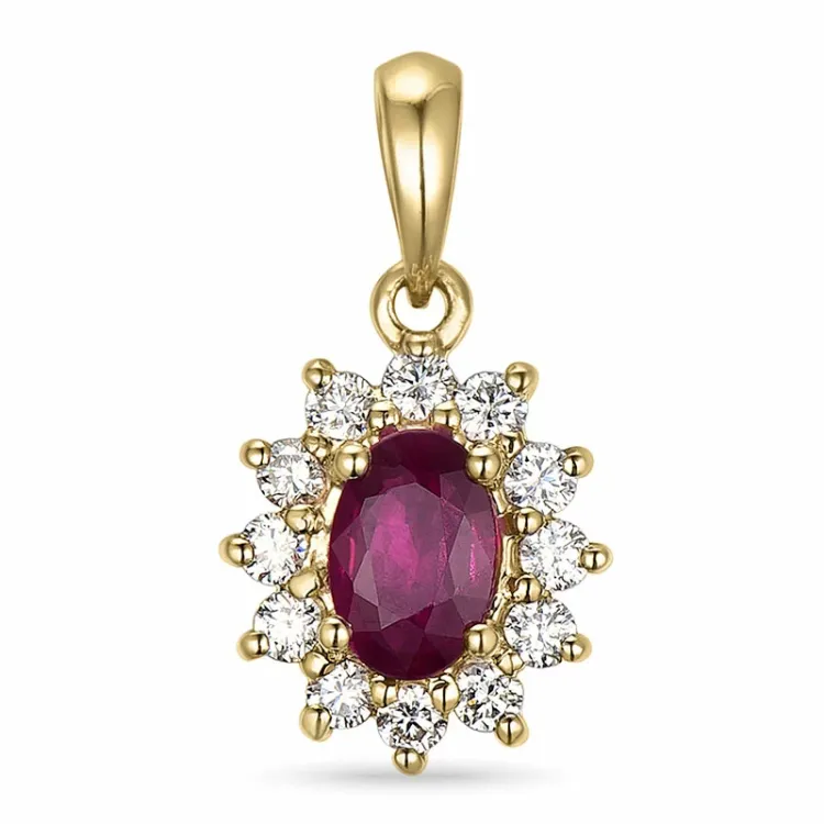 robijn rozethanger in 14 caraat goud 0,26 ct 0,63 ct