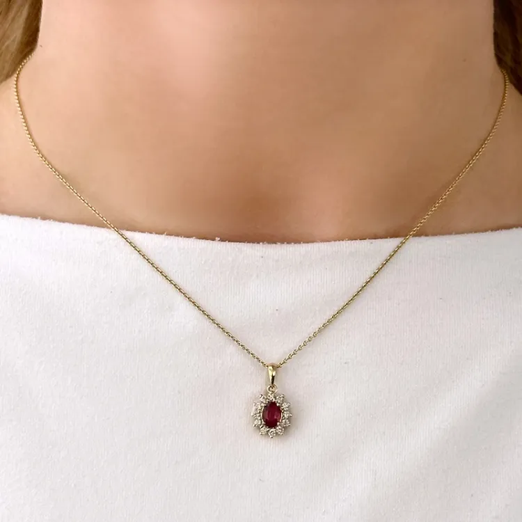robijn rozethanger in 14 caraat goud 0,26 ct 0,63 ct