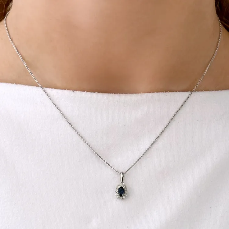 saffier rozethanger in 14 caraat witgoud 0,10 ct 0,35 ct