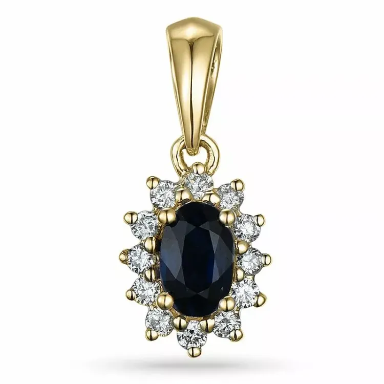saffier rozethanger in 14 caraat goud 0,10 ct 0,35 ct