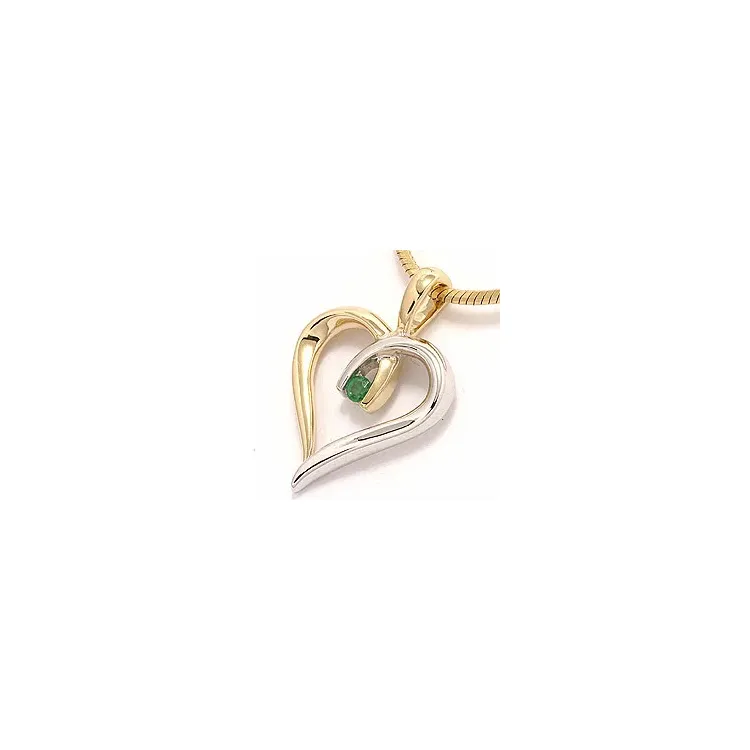 hart smaragd hanger in 14 caraat goud-en witgoud 0,04 ct