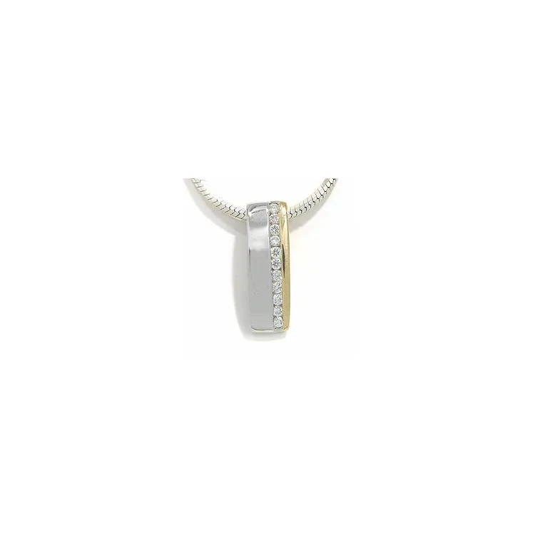 Vierkant hanger in 14 caraat goud-en witgoud 0,15 ct
