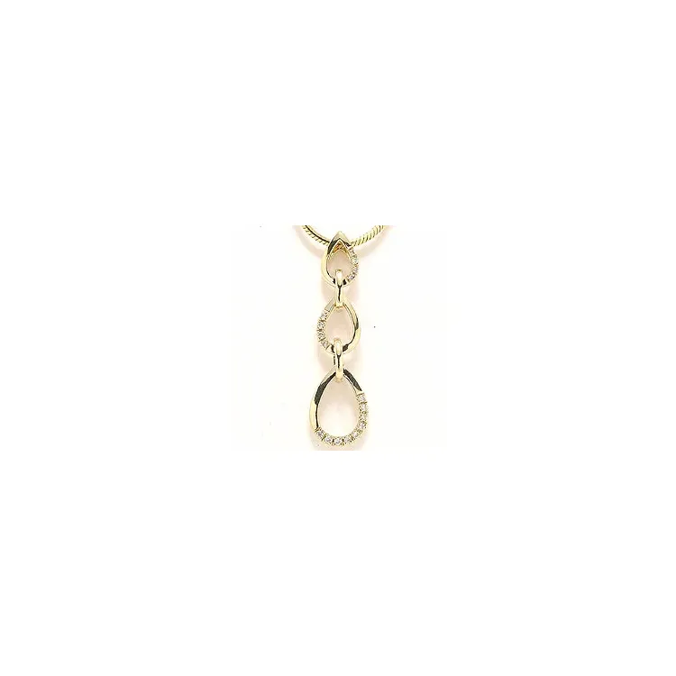 Druppelvormig lang hanger in 14 caraat goud 0,09 ct