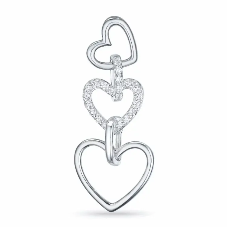 Groot hartjes hanger in 14 caraat witgoud 0,27 ct