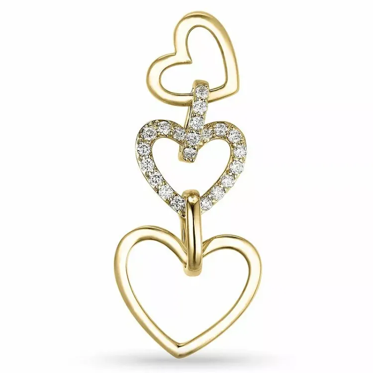 Sieraad diamant hartjes hanger in 14 caraat goud 0,27 ct