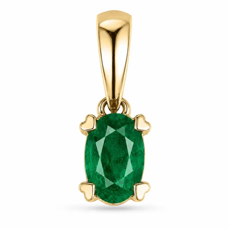 smaragd hanger in 14 caraat goud 0,26 ct