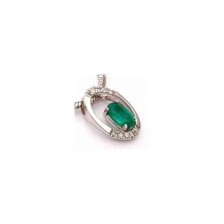 Smaragd hanger in 14 caraat witgoud 0,06 ct 0,48 ct