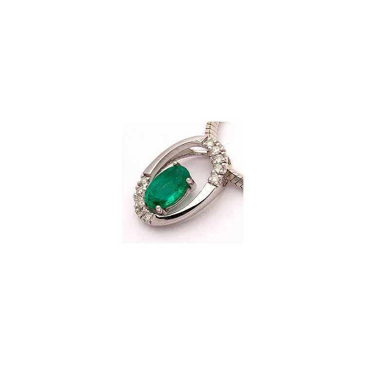 Smaragd hanger in 14 caraat witgoud 0,06 ct 0,48 ct