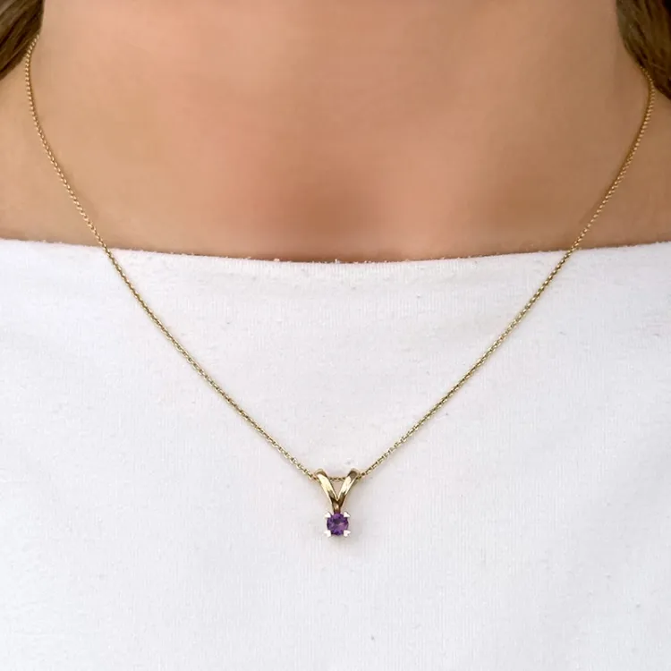 hart paarse amethist hanger in 14 caraat goud 0,22 ct