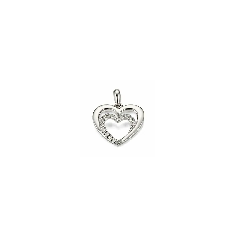 hart briljant hanger in 14 caraat witgoud 0,12 ct