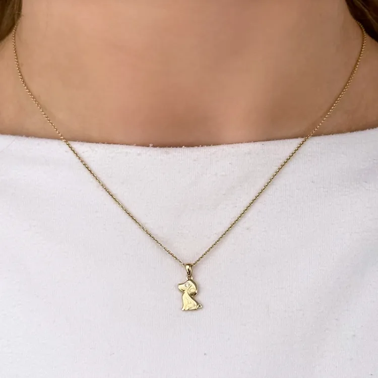 honden diamanten hanger in 14 caraat goud 0,01 ct