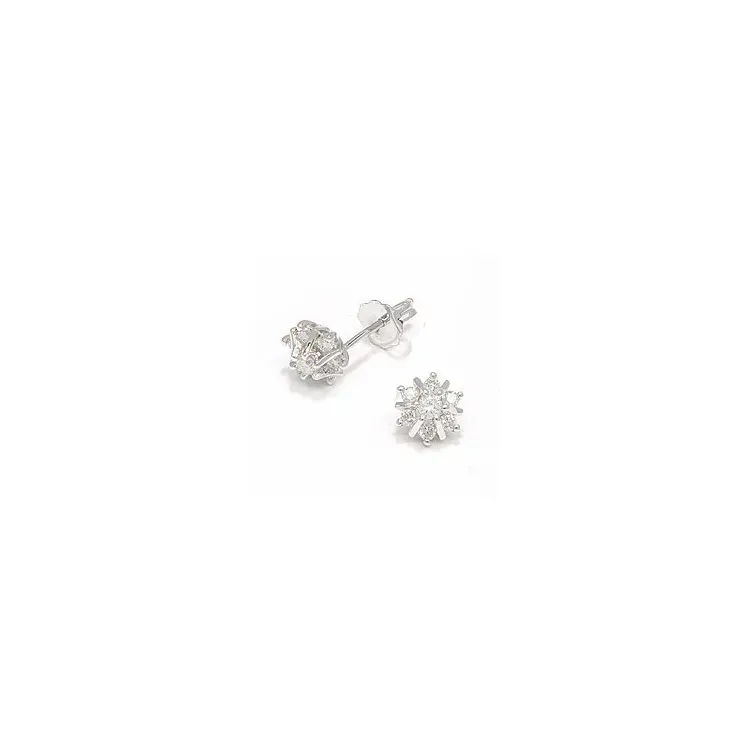 bloem diamant oorbellen in 14 karaat witgoud met diamant