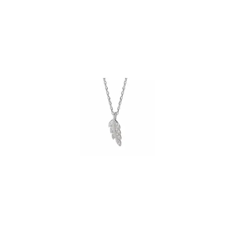 Klein Joanli Nor blad hanger met ketting in zilver witte zirkonen