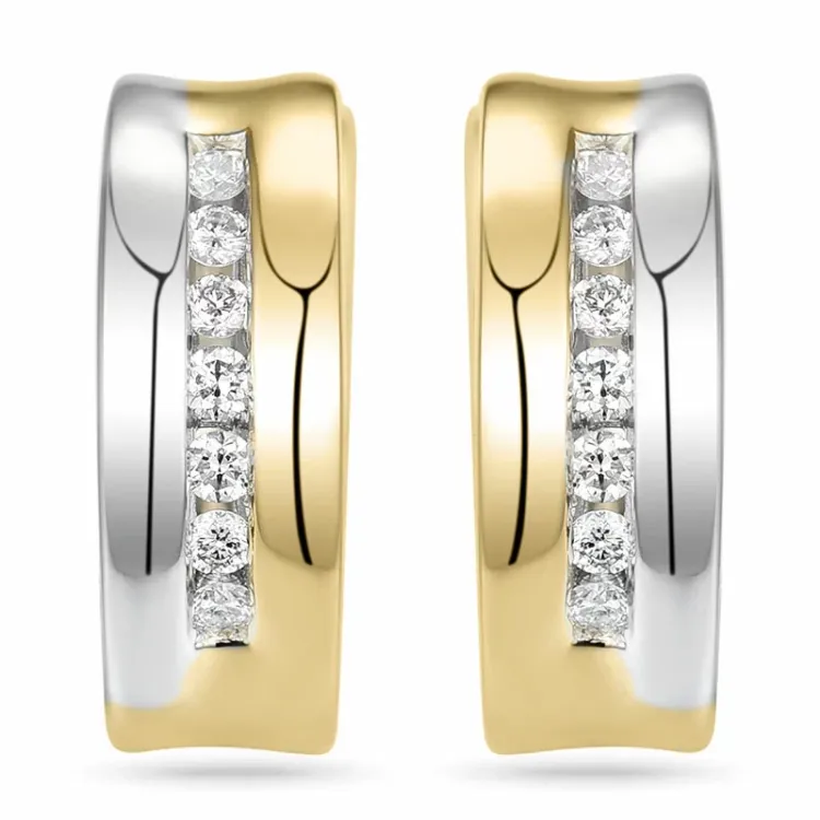 14 mm diamant creool in 14 karaat goud met diamant 