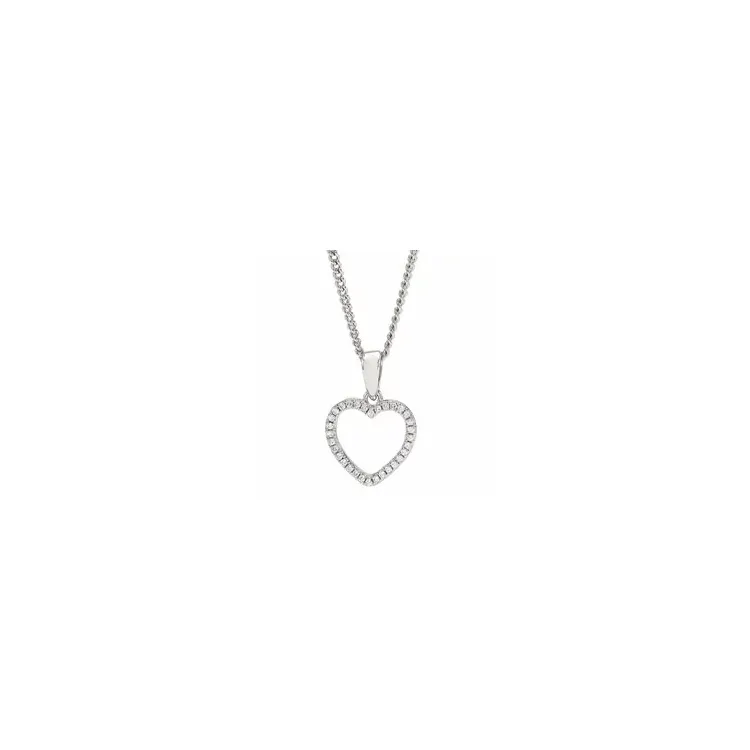 Joanli Nor hart hanger met ketting in zilver witte zirkoon